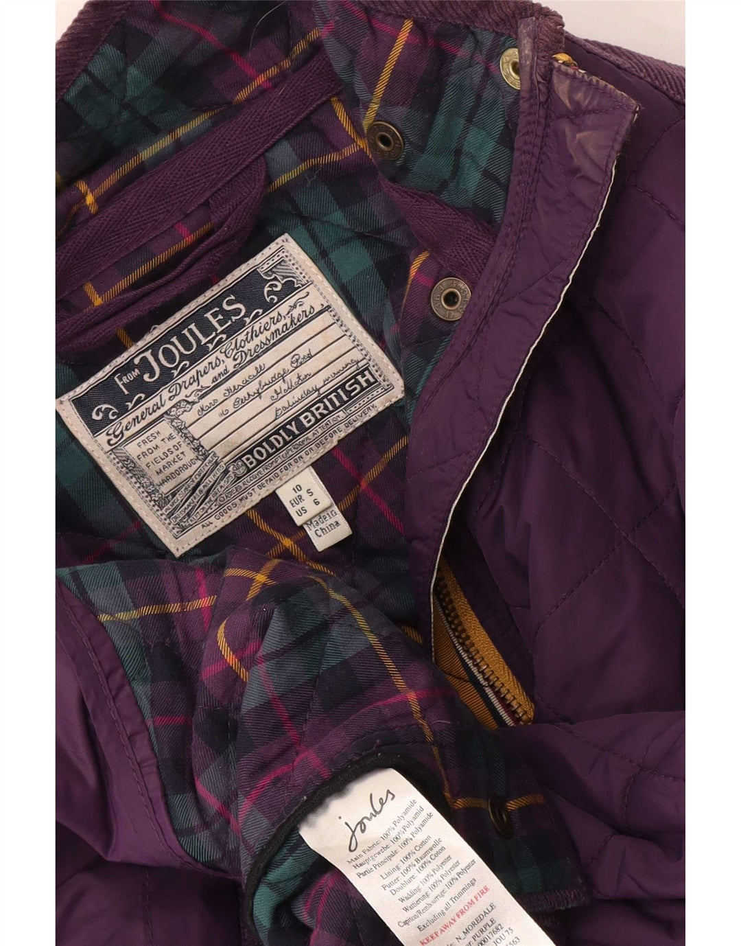 Joules Chaqueta acolchada para mujer UK 10 Small Púrpura Poliéster