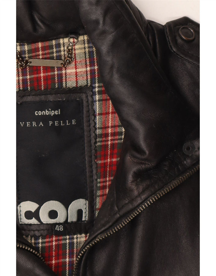 CONBIPEL Womens Leather Coat IT 48 XL Black Leather Vintage Conbipel and Second-Hand Conbipel from Messina Hembry 