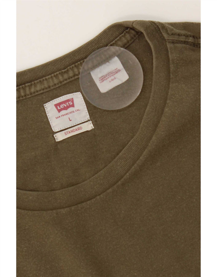 Levi's Camiseta estándar para hombre Top grande de algodón caqui