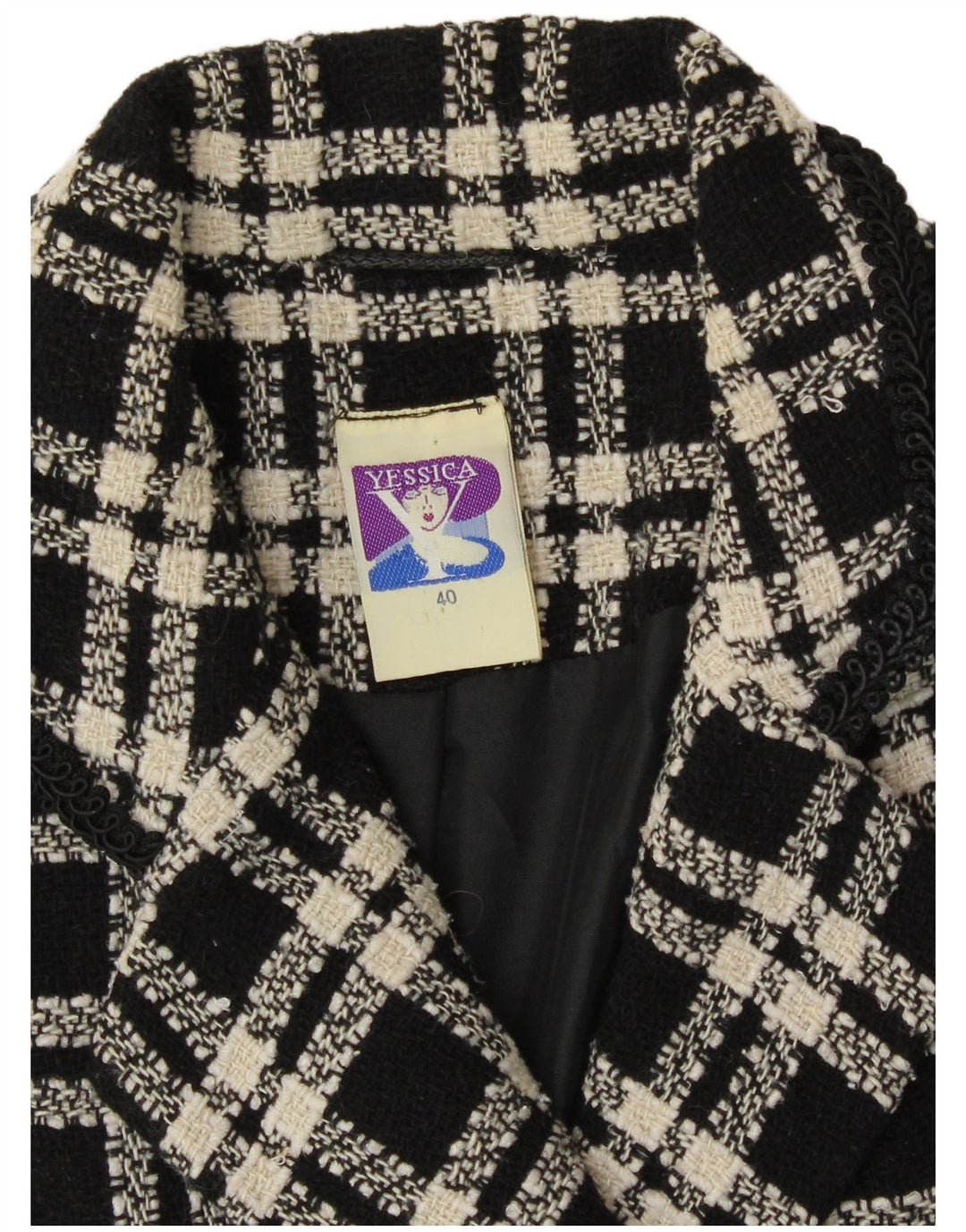 Yessica Chaqueta Blazer De Doble Botonadura Para Mujer EU 40 Medium Black Check Wool
