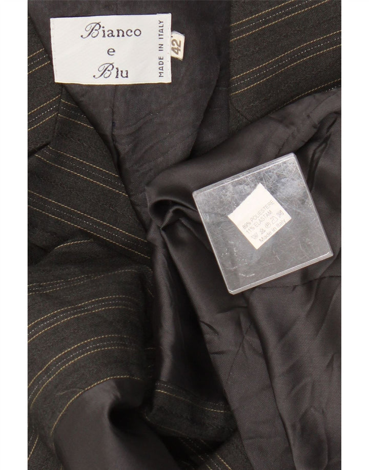 Bianco e Blu Chaqueta Blazer de 2 Botones para Mujer IT 42 Rayas Gris Medio