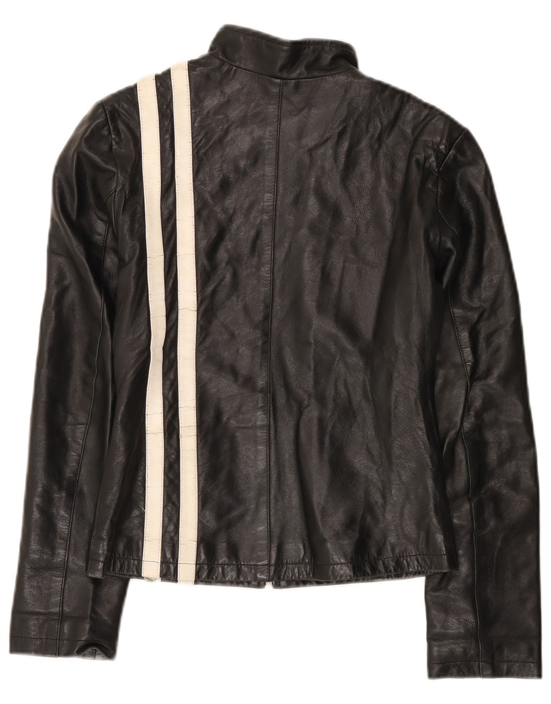 BRIXTON Chaqueta de cuero para mujer UK 40 Small Black Colourblock Leather
