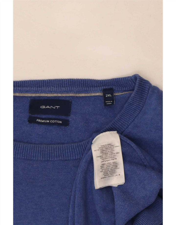 Gant Jersey de cuello redondo para hombre, talla 2XL, algodón azul