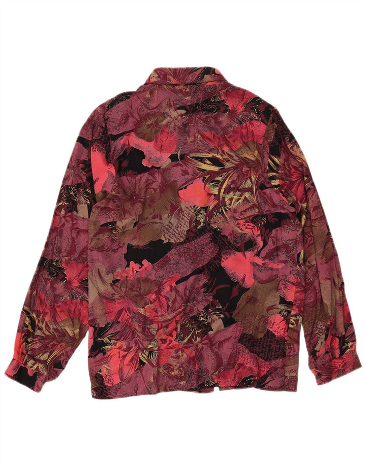 Vintage mujer 2 piezas falda set Reino Unido 12 Medio W27 Borgoña Floral Retro