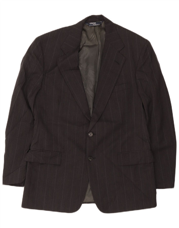 Polo Ralph Lauren Chaqueta tipo blazer de 2 botones para hombre UK 38 Mediana a rayas negras