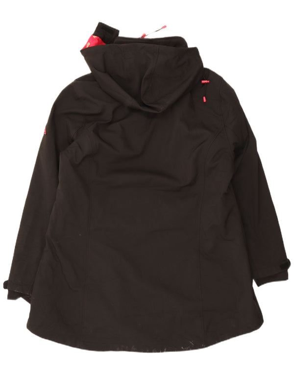 Vintage mujer con capucha suelta ajuste cortavientos chaqueta Reino Unido 18 XL poliéster negro