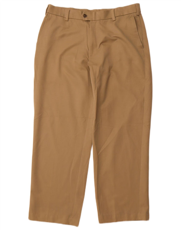 IZOD Pantalón de traje recto para hombre W34 L30 Poliéster beige