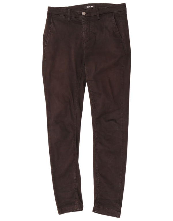 Replay Pantalón chino ajustado para hombre W32 L32 Algodón negro