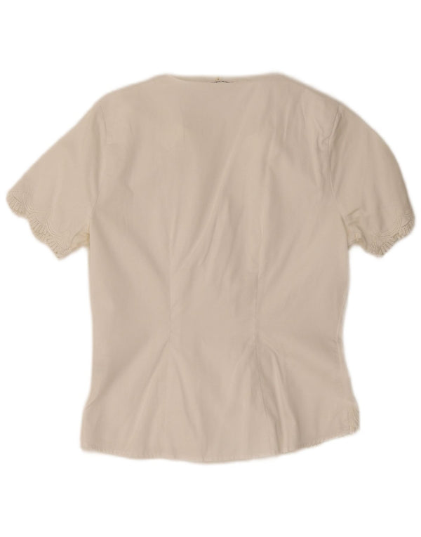Naracamicee Blusa de manga corta para mujer UK 10 Small White Cotton