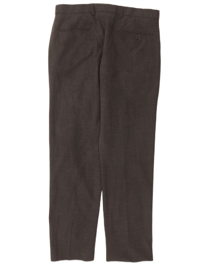 Marks & Spencer Pantalón de traje recto para hombre W32 L31 Lana gris