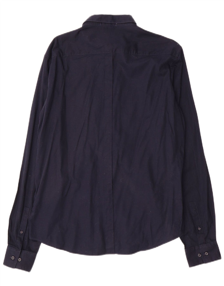 Camisa Dkny para hombre grande de algodón a cuadros azul marino
