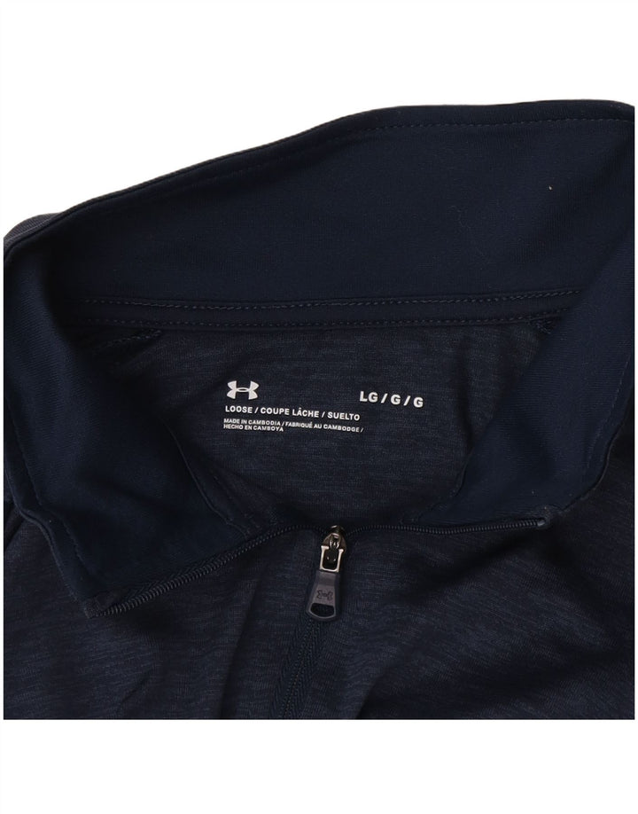 Under Armour Camiseta holgada con cuello y cremallera de manga larga para hombre Azul grande