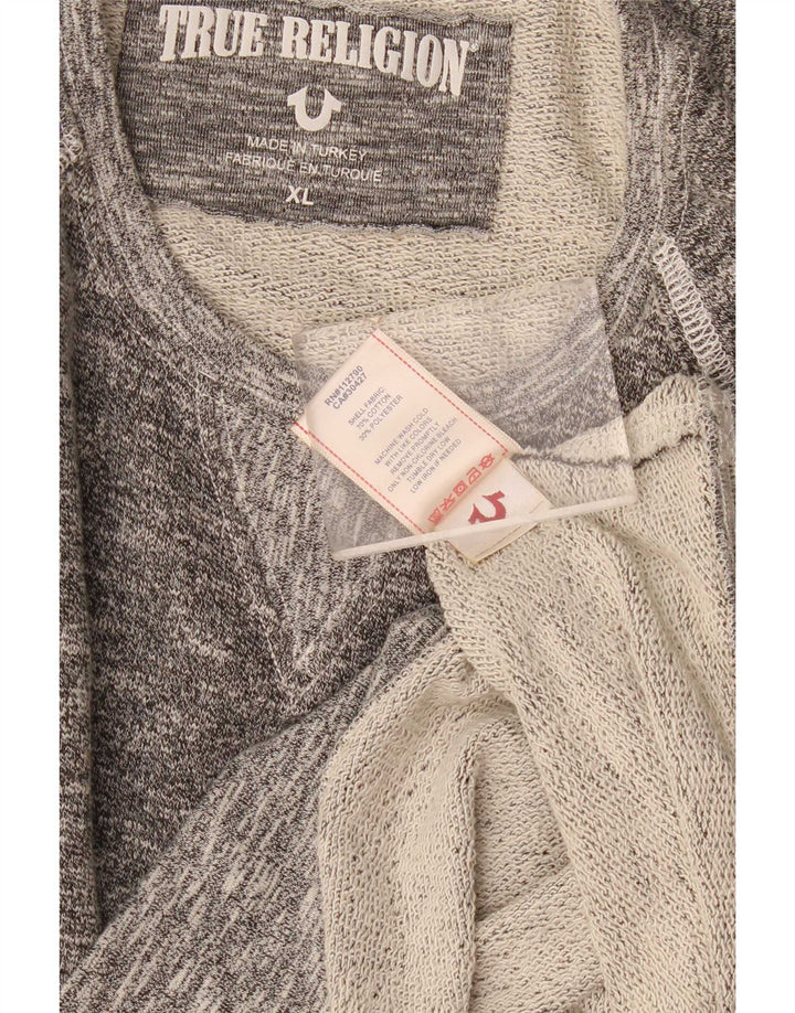 True Religion Sudadera para hombre Jumper XL Algodón moteado gris