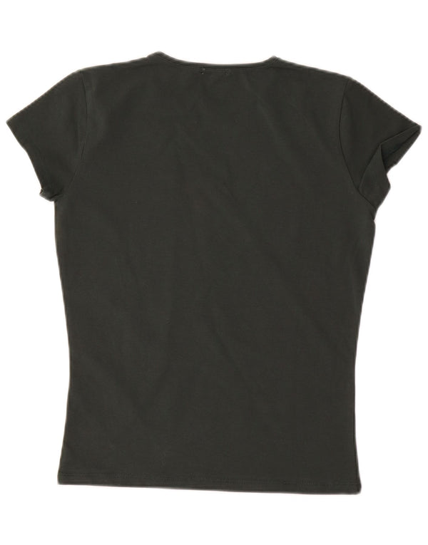 MASSIMO DUTTI Camiseta Mujer Top UK 10 Small Verde Algodón