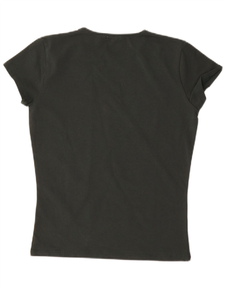 MASSIMO DUTTI Camiseta Mujer Top UK 10 Small Verde Algodón