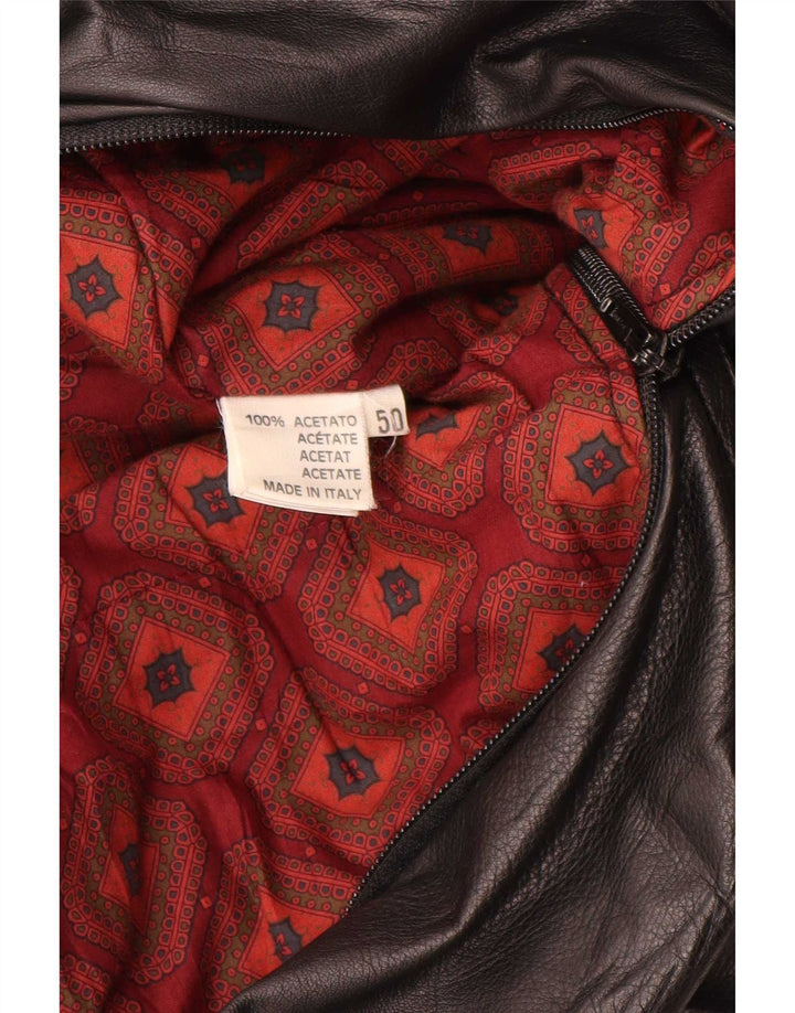 Chaqueta de cuero vintage para hombre IT 50 grande negro