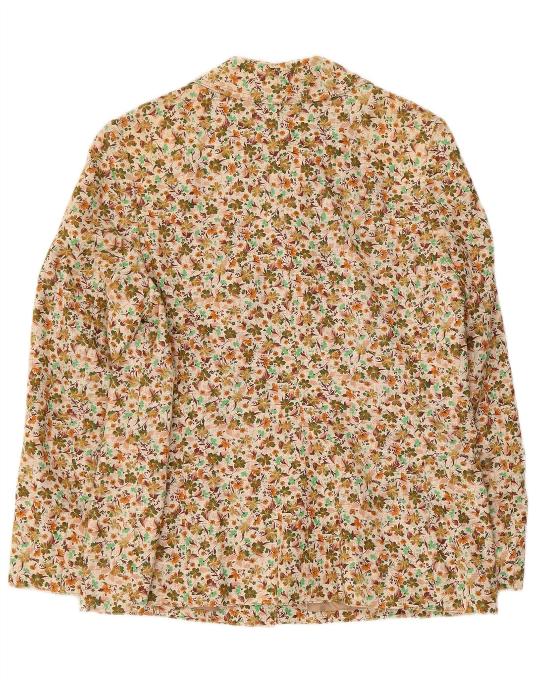 Vintage mujer 5 botones Blazer chaqueta Reino Unido 12 medio beige floral