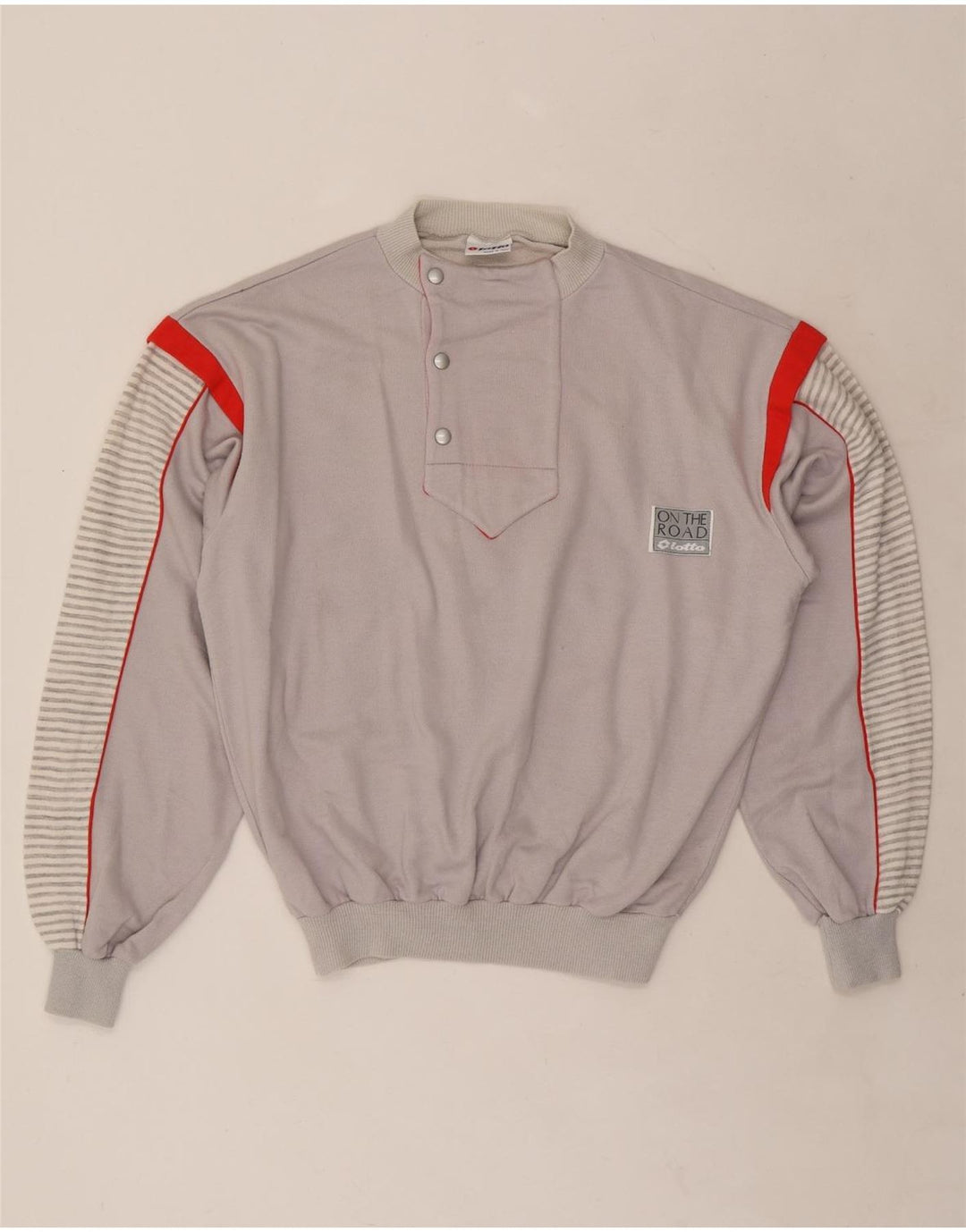 LOTTO Sudadera con Cuello y Botones para Mujer UK 44 Gris Medio Rayas Pintadas