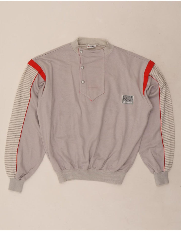 LOTTO Sudadera con Cuello y Botones para Mujer UK 44 Gris Medio Rayas Pintadas