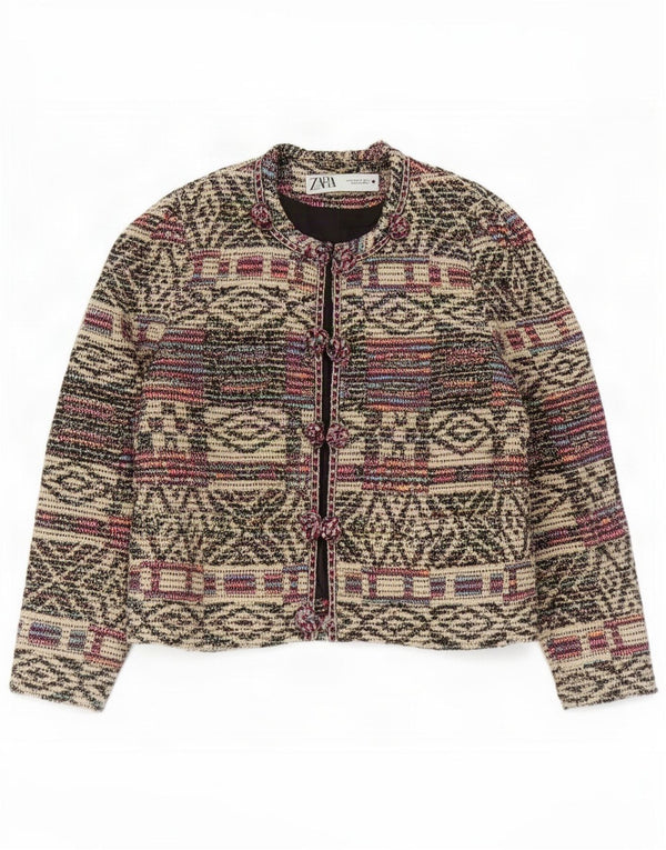 Zara Chaqueta Blazer Extragrande para Mujer UK 10 Small Multicolor Geométrica