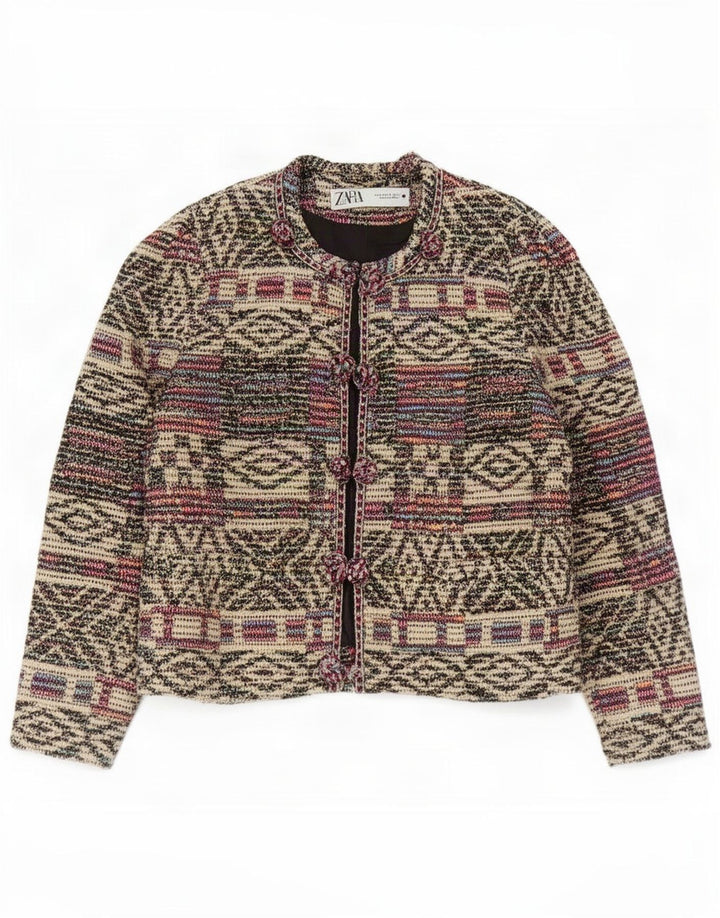 Zara Chaqueta Blazer Extragrande para Mujer UK 10 Small Multicolor Geométrica