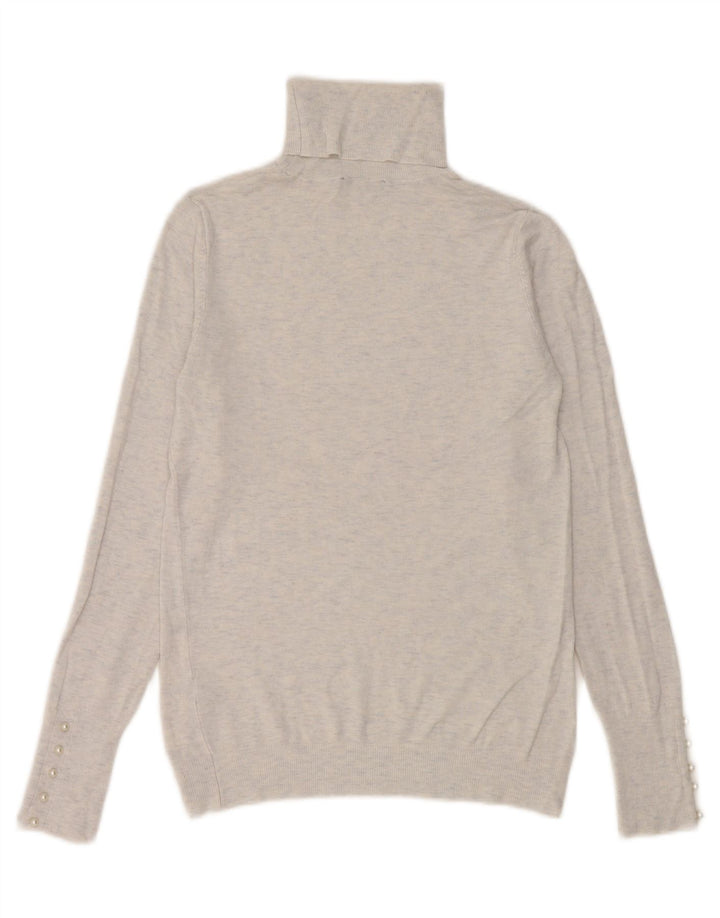 Zara - Jersey con cuello vuelto para mujer, talla 40, viscosa moteada blanca mediana