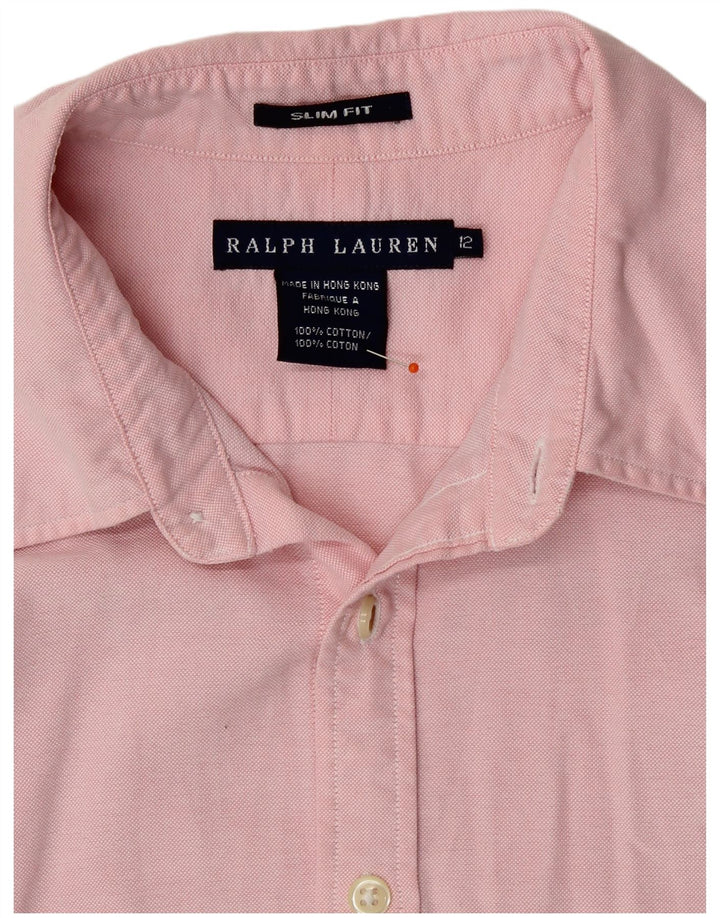 Ralph Lauren Camisa Slim Fit para Mujer US 12 Grande Algodón Rosa