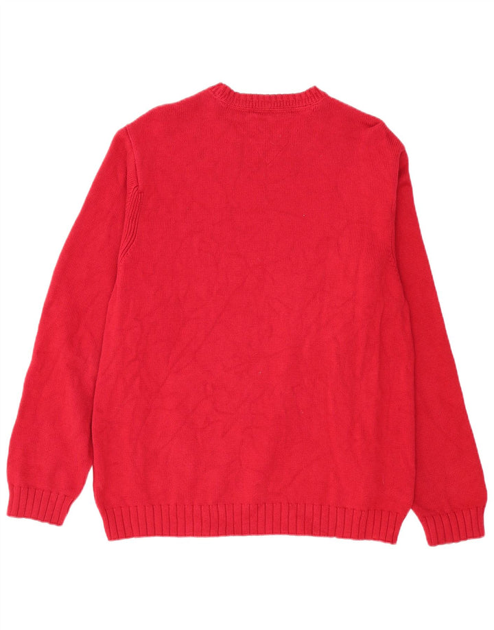Tommy Hilfiger Jersey con cuello barco para hombre, color burdeos mediano