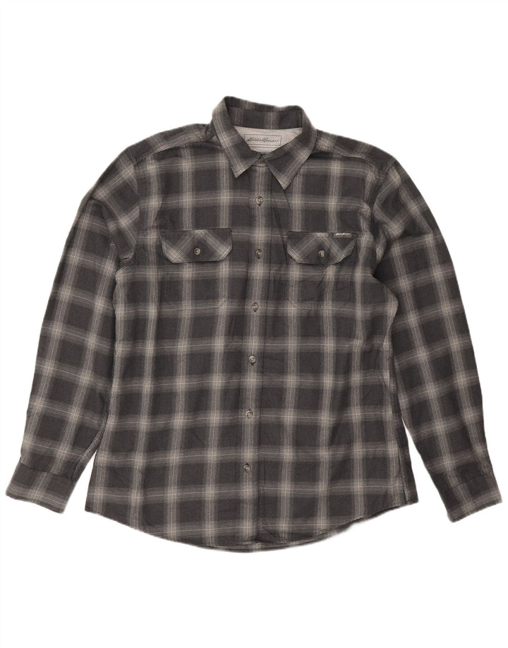 Eddie Bauer Camisa de franela para hombre Poliéster a cuadros azul marino grande