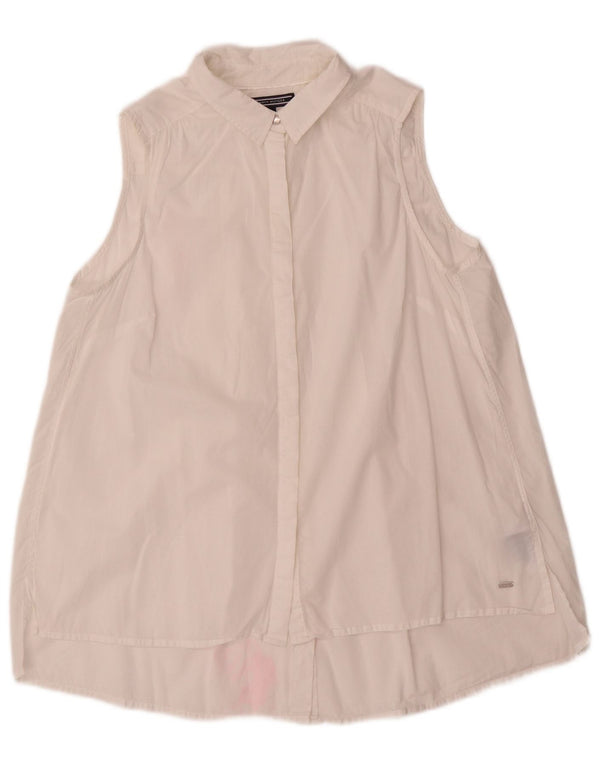 Tommy Hilfiger Blusa sin mangas para mujer US 6 Medio Algodón Blanco