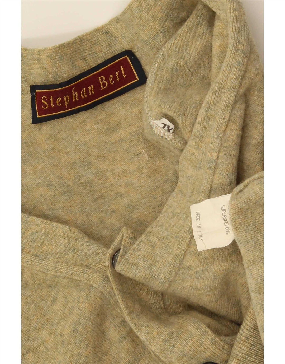 Vintage hombres Cardigan suéter XL lana verde