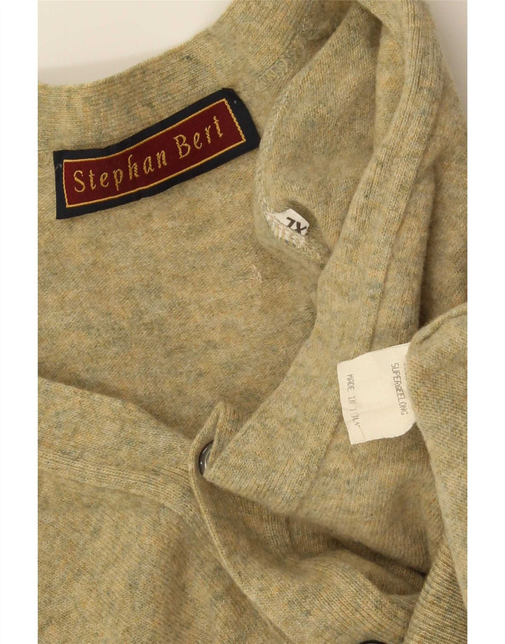 Vintage hombres Cardigan suéter XL lana verde