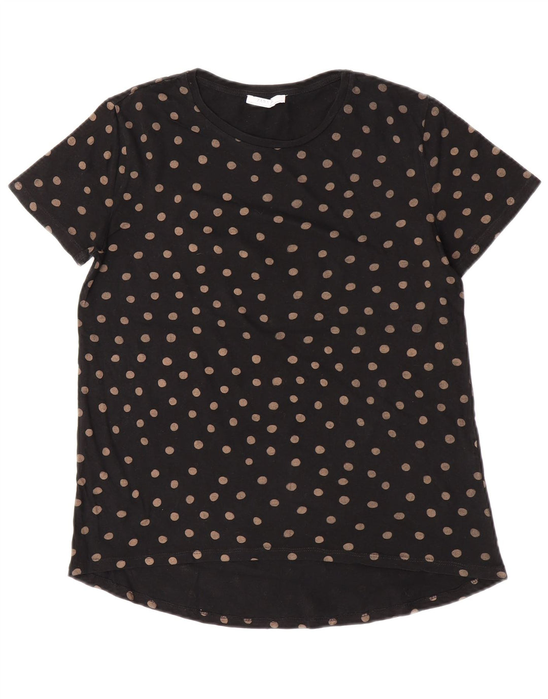 Zara Mujer Camiseta Top UK 10 Pequeño Lunares Negros