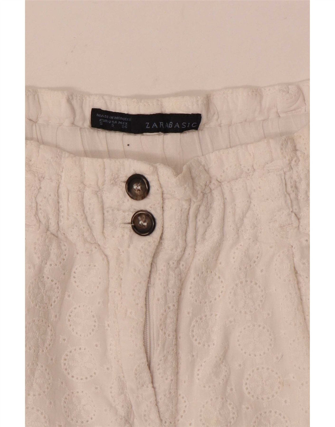 Zara Mujer Shorts Casuales Pequeño W26 Blanco