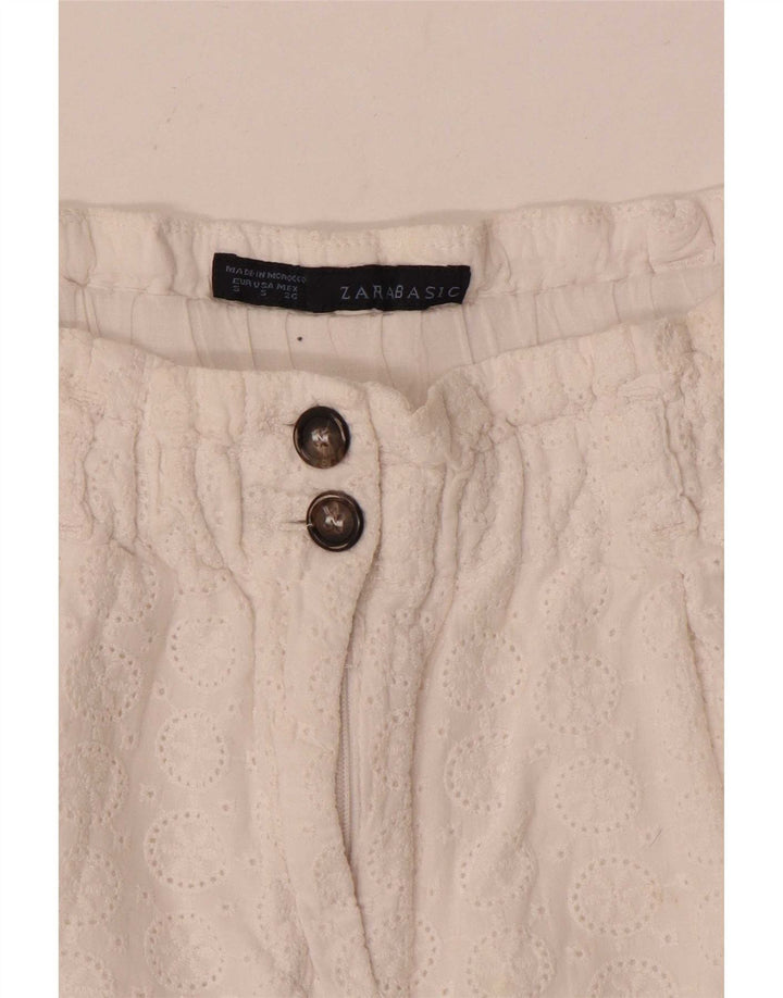 Zara Mujer Shorts Casuales Pequeño W26 Blanco