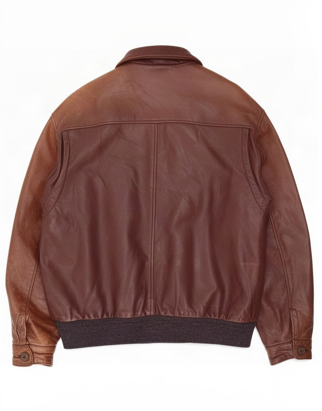 Chaqueta de cuero vintage para hombre Reino Unido 40 Bloque de color marrón grande