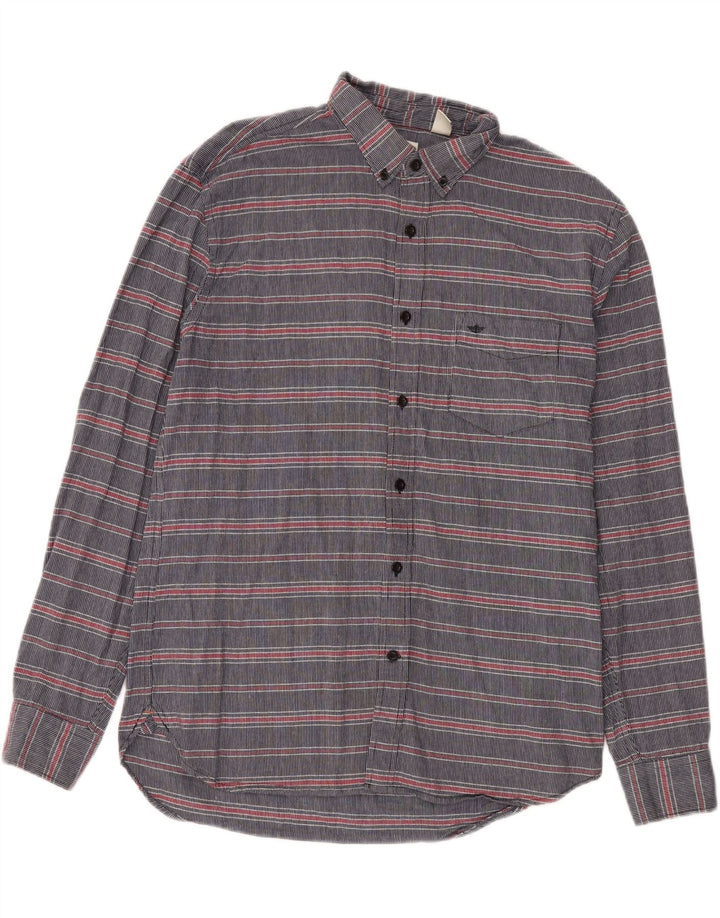 DOCKERS Camisa Hombre Algodón Rayas Azul Marino Medio