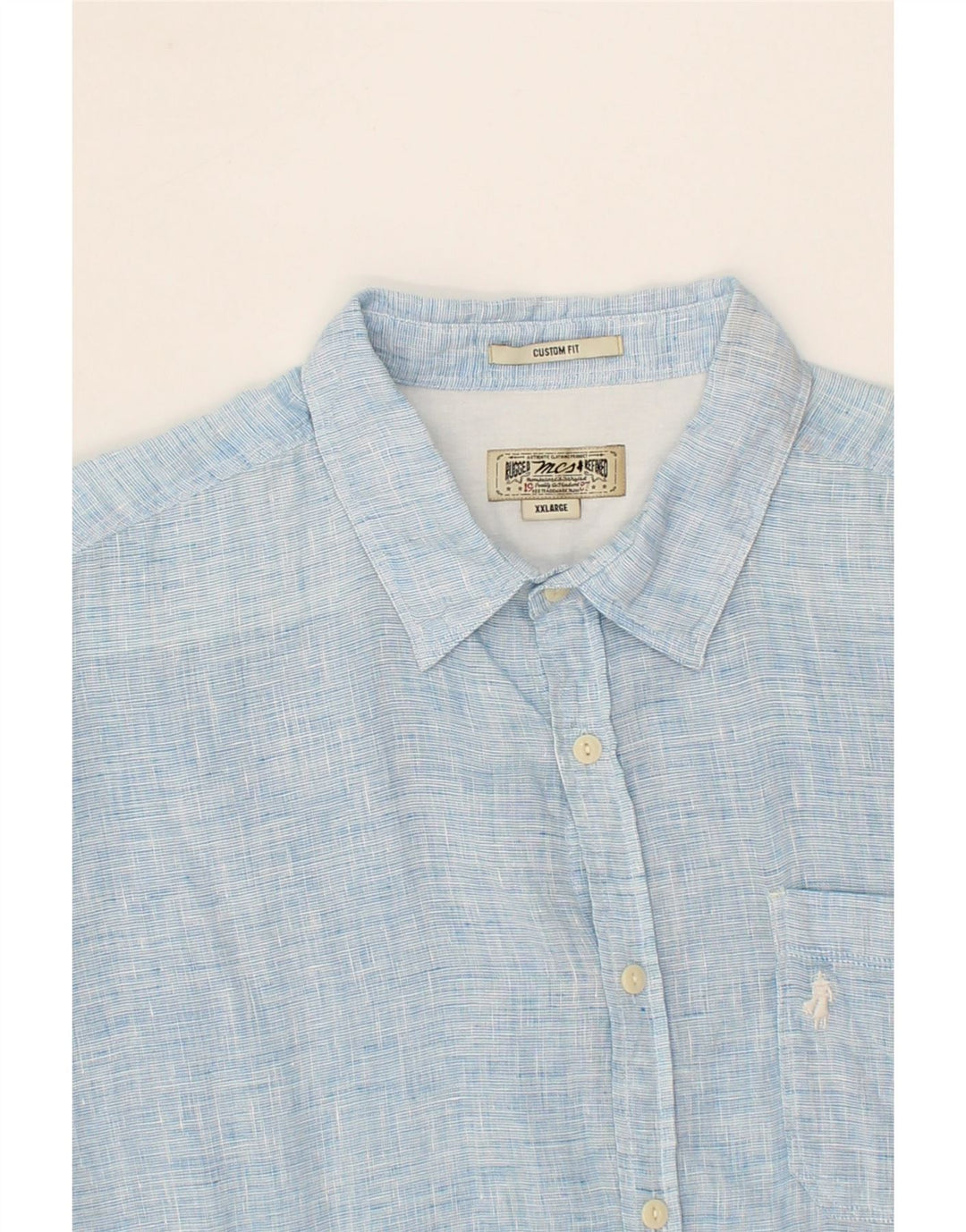 MARLBORO CLASSICS Camisa de ajuste personalizado para hombre 2XL Lino azul