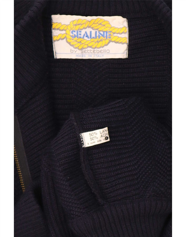 Settebello - Cárdigan para hombre de lana azul marino mediano