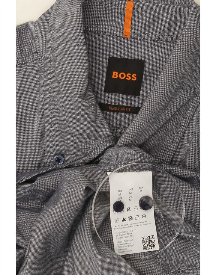 Camisa Hugo Boss Hombre Regular Fit Algodón Azul Medio