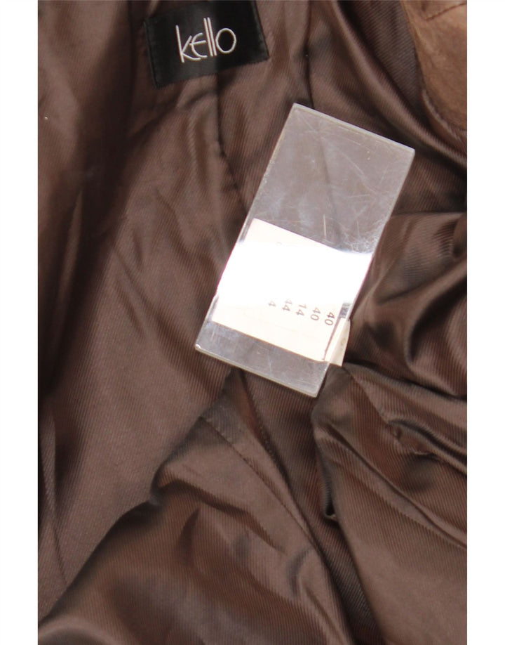 Kello Chaqueta Blazer de Cuero con 1 Botón para Mujer UK 44 Marrón Medio