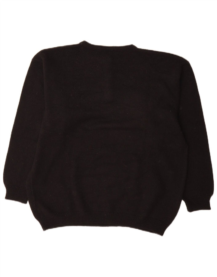 Baldini Suéter tipo jersey con cuello y botones para mujer UK 46 Large Black Argyle/Diamond