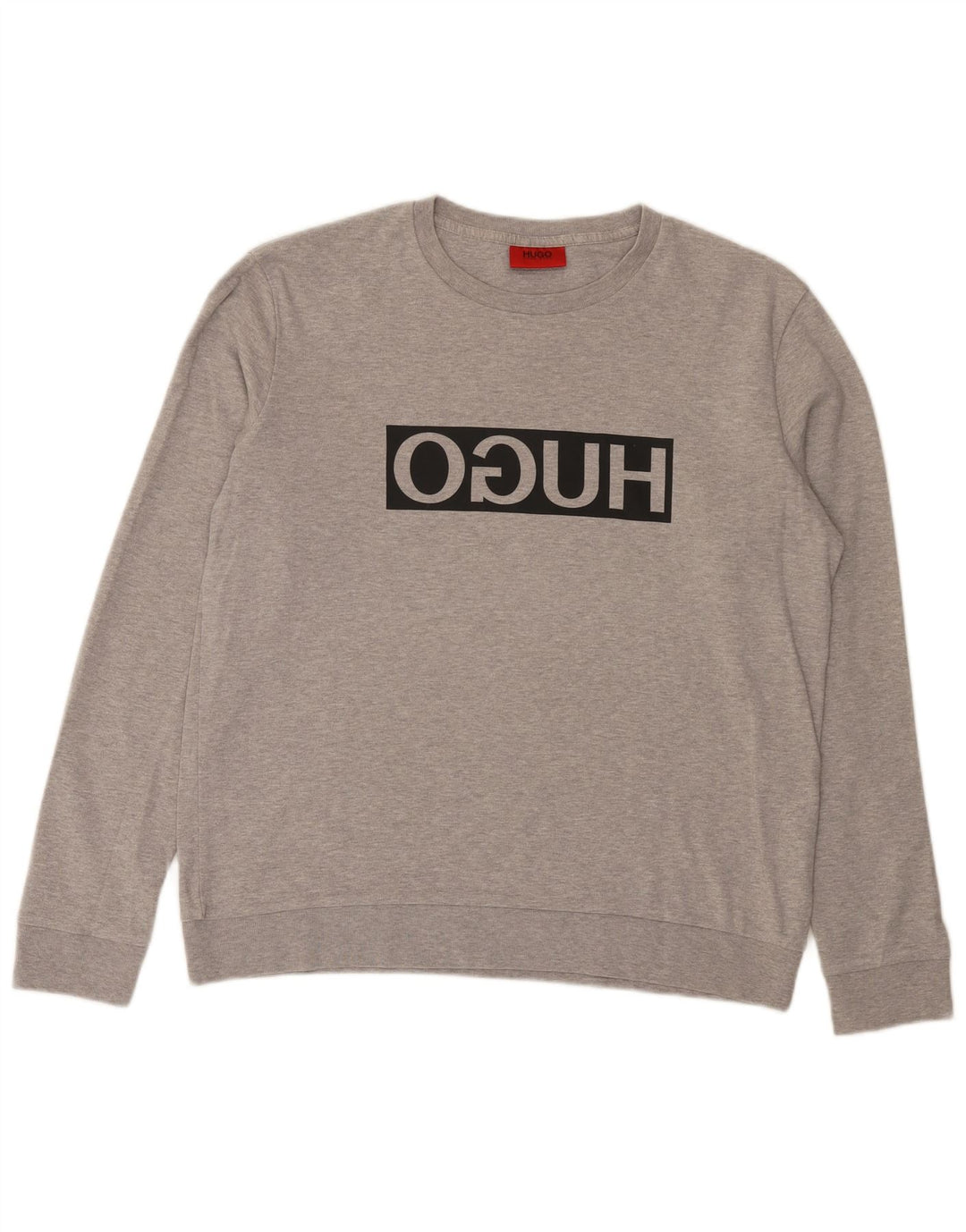 Hugo Boss Hombre Sudadera Gráfica Jumper Grande Algodón Gris