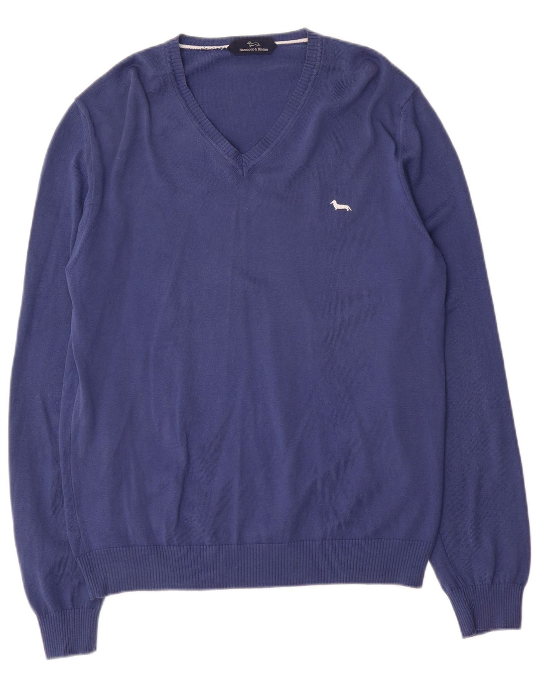 Harmont & Blaine Jersey con cuello en V para hombre, talla grande, azul