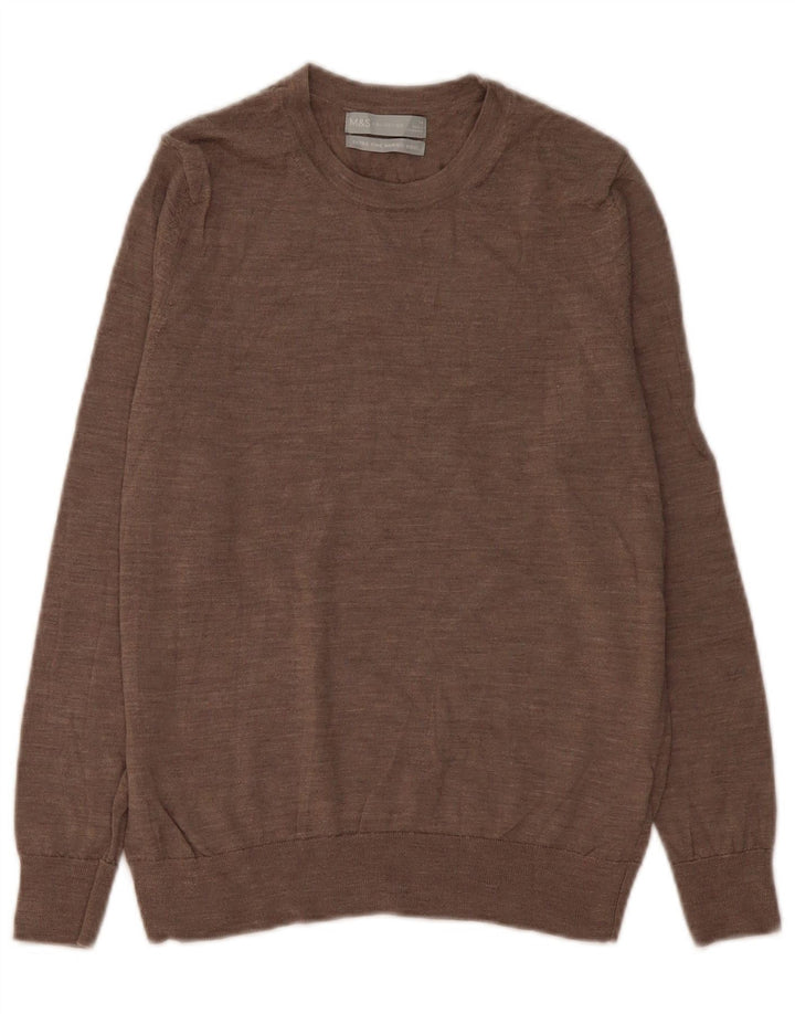 Marks & Spencer Suéter tipo jersey con cuello redondo para mujer UK 44 Marrón medio moteado