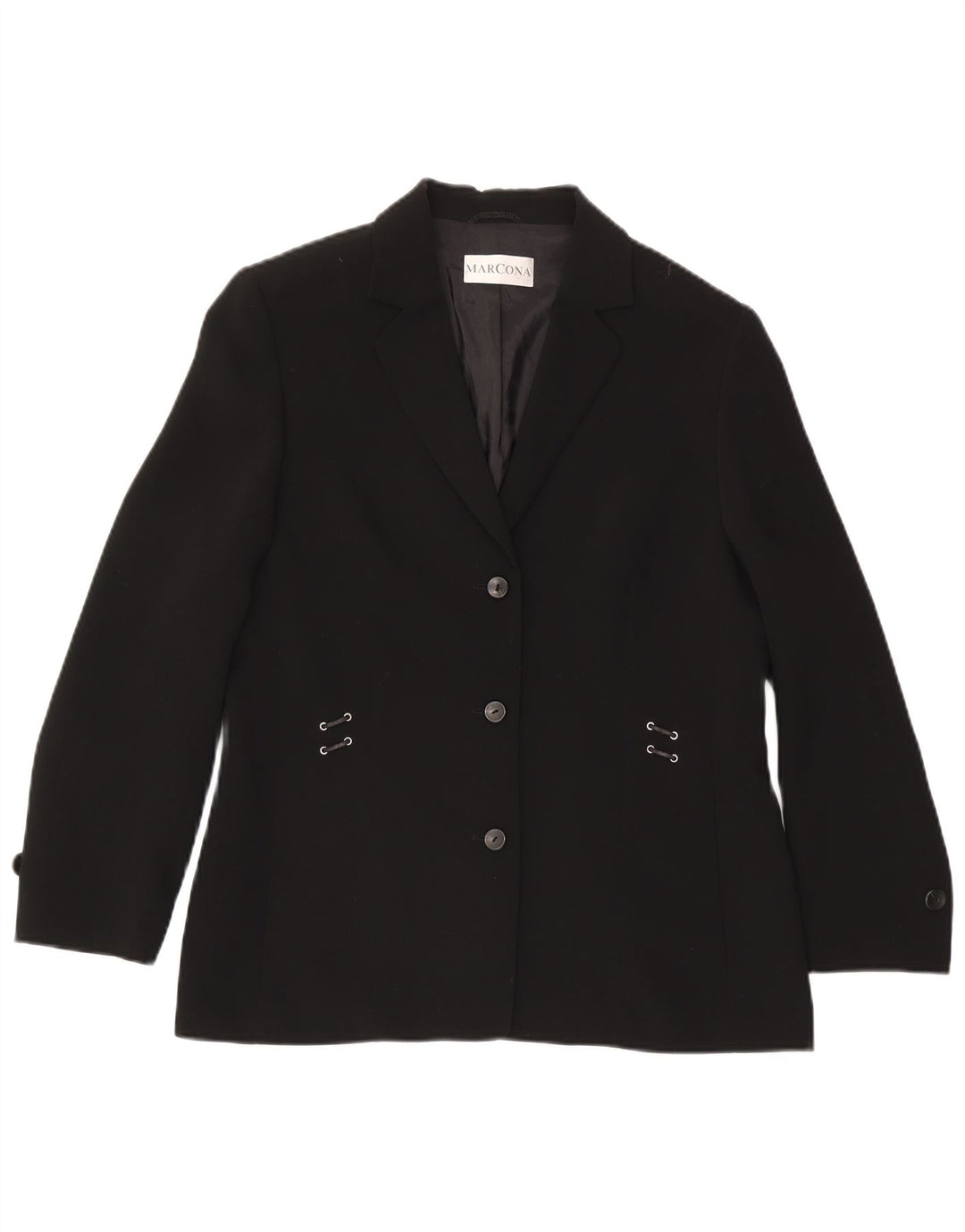 Marcona Chaqueta Blazer de 3 Botones para Mujer UK 46 Grande Poliéster Negro