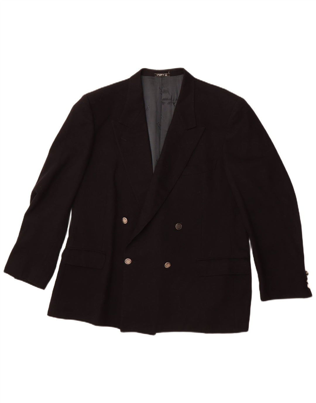 UNGARO Chaqueta tipo blazer con doble botonadura para hombre UK 40 Large Azul marino