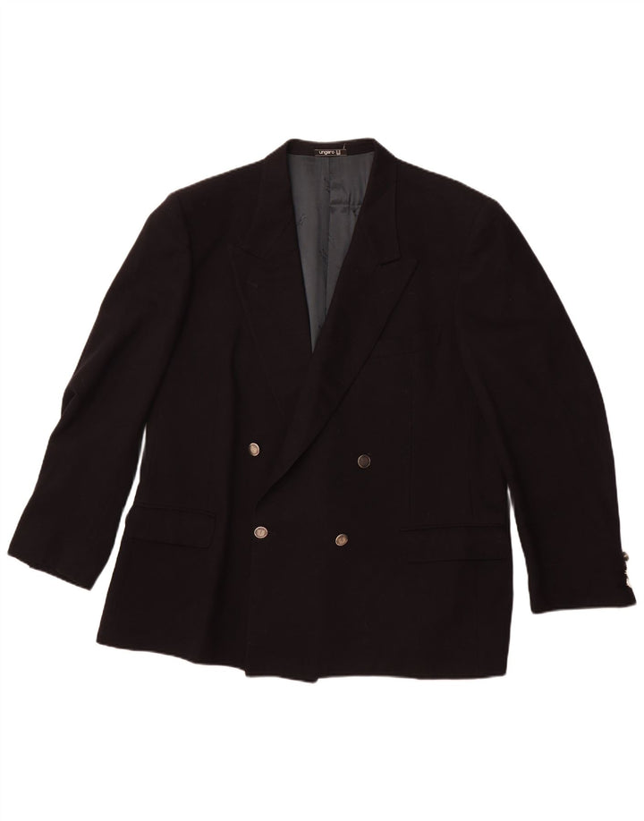 UNGARO Chaqueta tipo blazer con doble botonadura para hombre UK 40 Large Azul marino