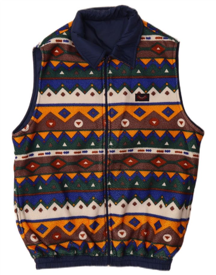 VINTAGE Chaleco reversible para hombre Reino Unido 38 Poliamida azul marino medio