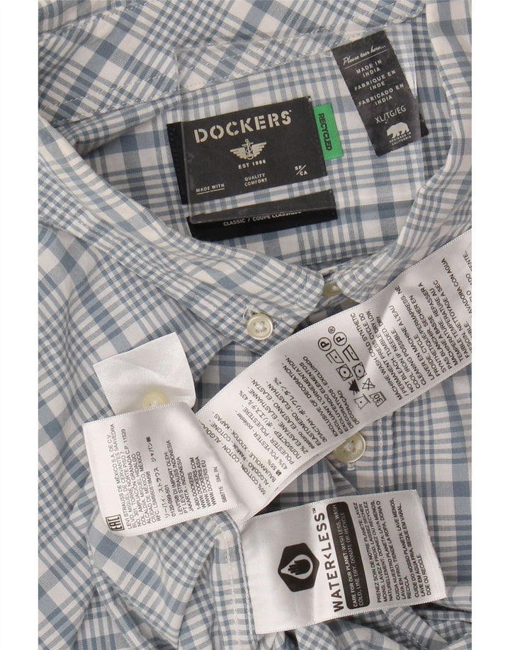 DOCKERS Camisa de corte clásico para hombre XL Algodón a cuadros azules